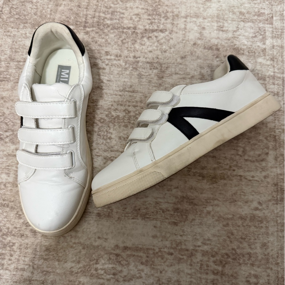 MIA White Sneakers with Black Accent Velcro Straps